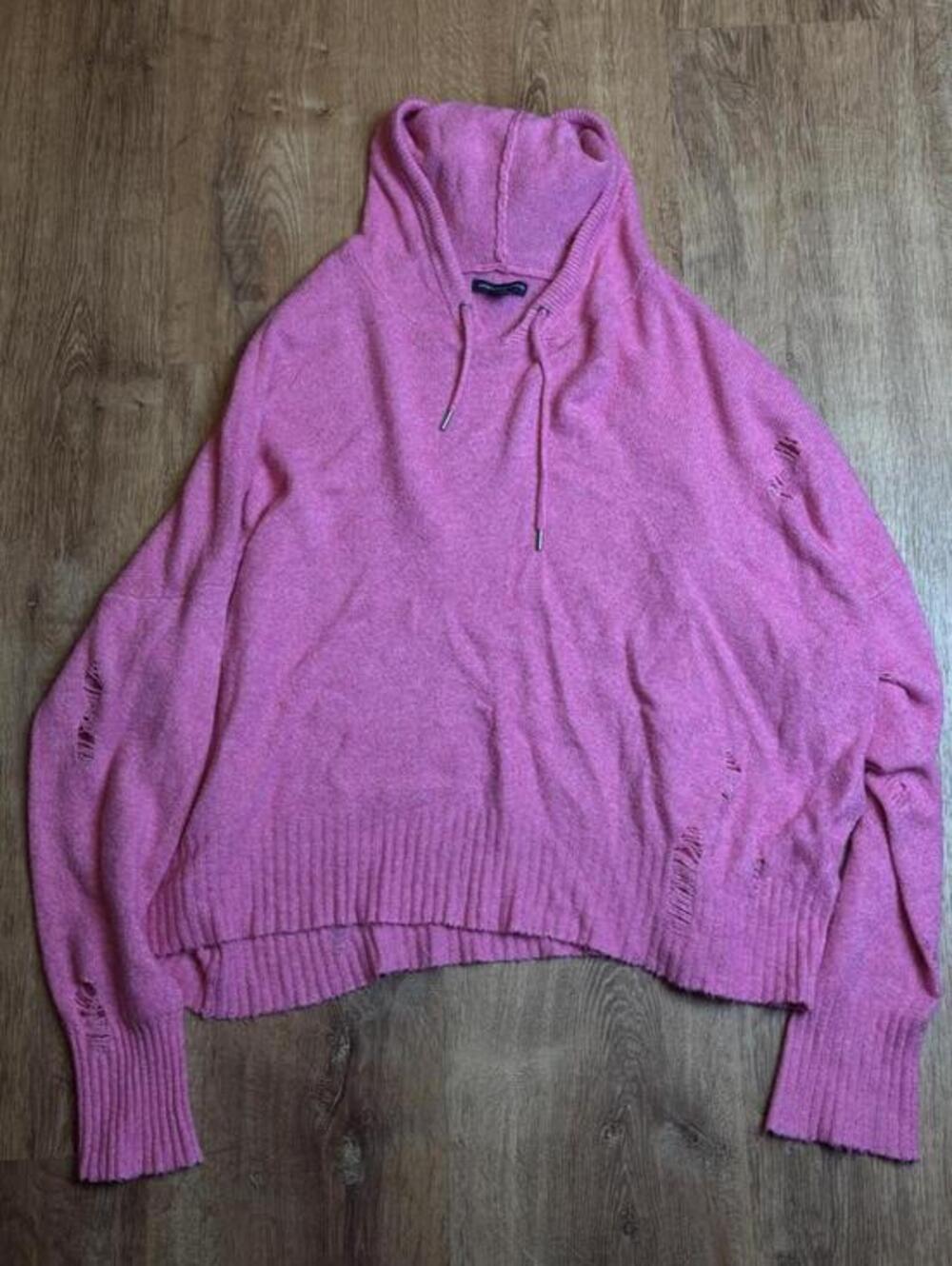 American Eagle pink distressed sweatshirt lightweight sz xl grunge